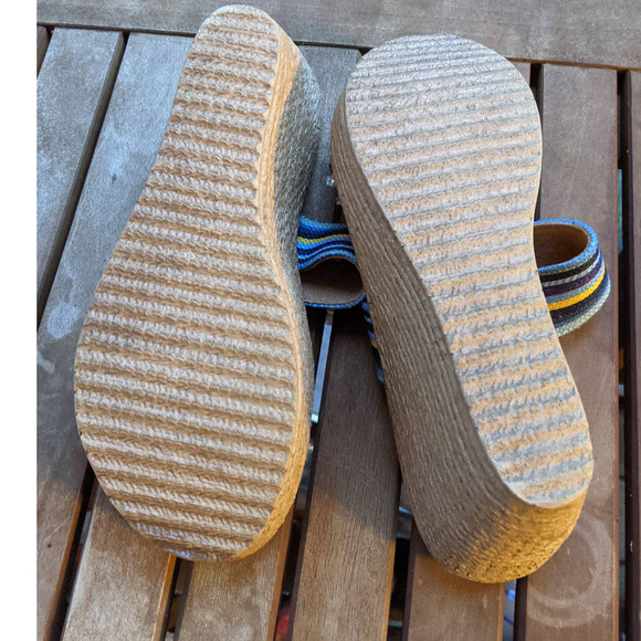 Sbicca Espadrilles wedge sandals Canyon Blue Striped Slide rhinestone * size 8 * - Picture 6 of 6